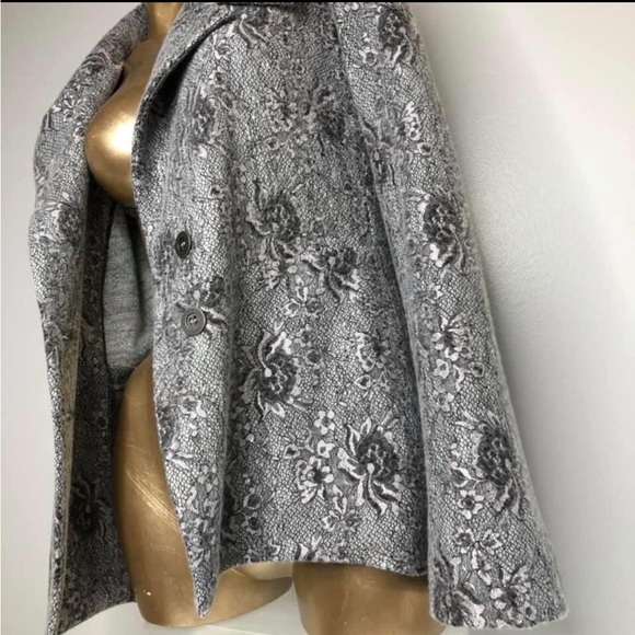 Lucia’s Sarto Grey Lace Winter Jacket Pockets blazer coat - Picture 6 of 10